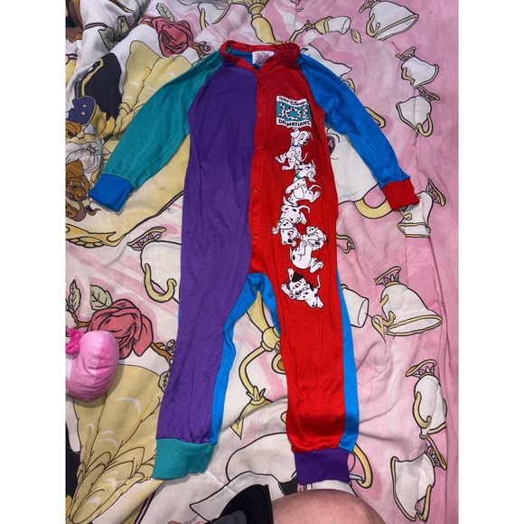 Disney Other - Vintage Disney 101 Dalmatians Colorblock Pajamas  One Piece 24 mth 90s era